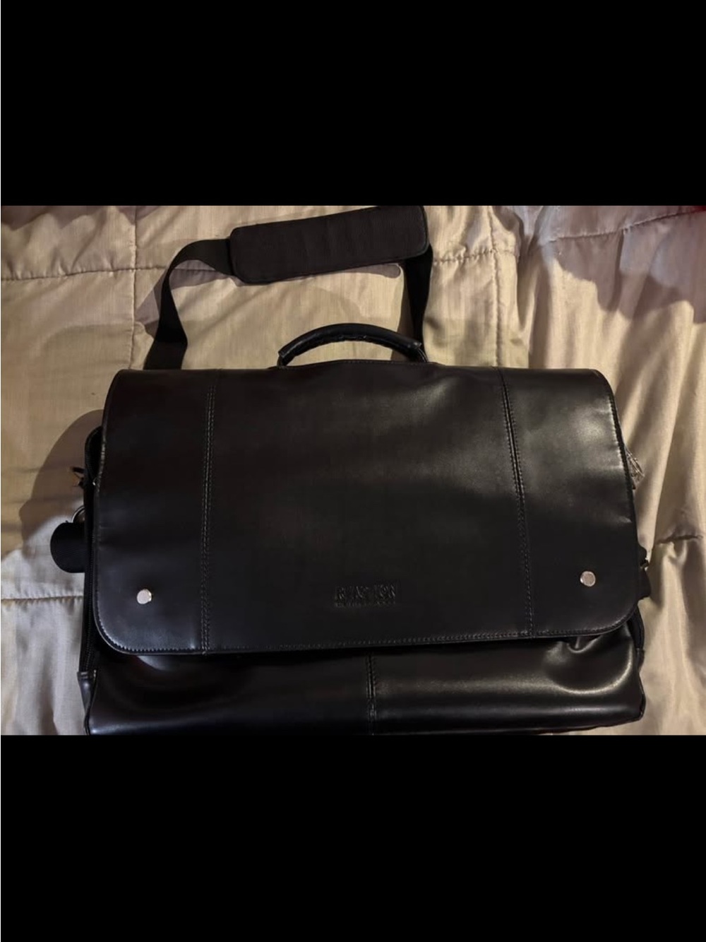 Kenneth Cole Reaction Black Leather Laptop Briefcase